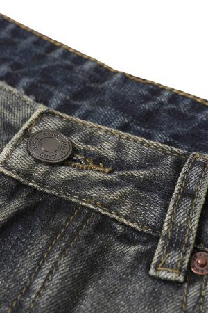 Concert Outfit Washed Dirty-Dye Straight Jeans