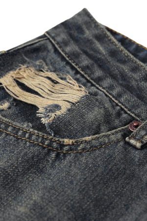 Concert Outfit Washed Dirty-Dye Straight Jeans