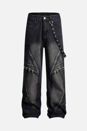 Concert Outfit Washed Distressed Baggy Jeans