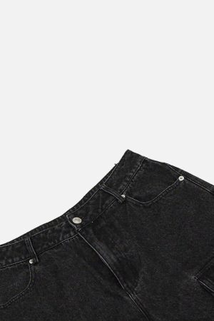 Concert Outfit Washed Distressed Cargo Pocket Jeans