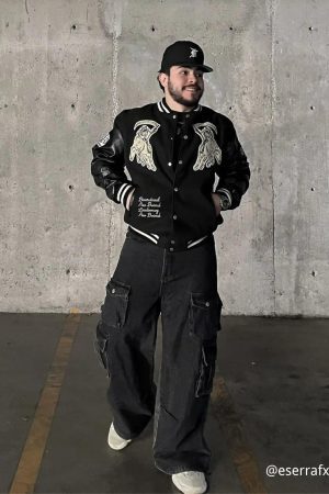 Concert Outfit Washed Distressed Cargo Pocket Jeans