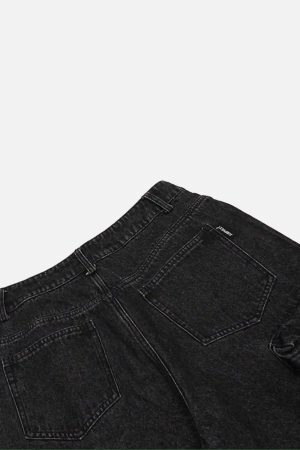 Concert Outfit Washed Distressed Cargo Pocket Jeans