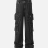 Concert Outfit Washed Distressed Cargo Pocket Jeans