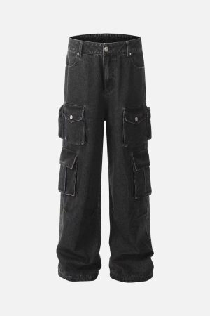 Concert Outfit Washed Distressed Cargo Pocket Jeans