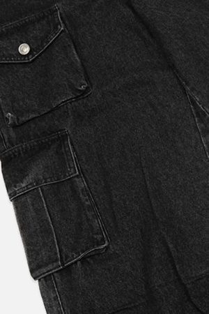 Concert Outfit Washed Distressed Cargo Pocket Jeans