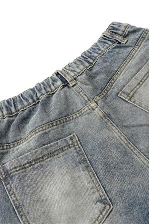 Concert Outfit Washed Distressed Deconstructed Split Barrel Jeans