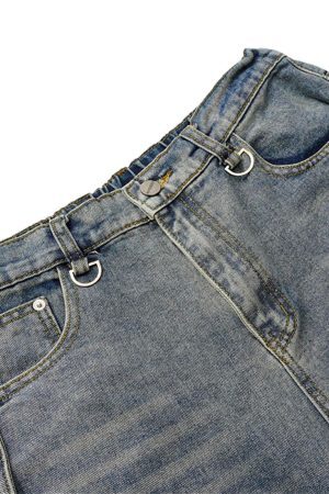 Concert Outfit Washed Distressed Deconstructed Split Barrel Jeans