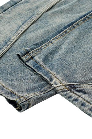 Concert Outfit Washed Distressed Deconstructed Split Barrel Jeans