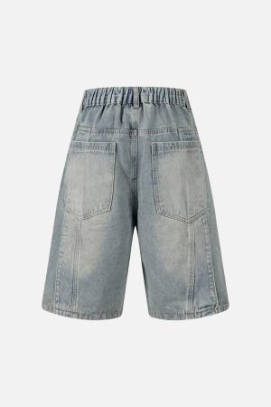 Concert Outfit Washed Distressed Deconstructed Split Denim Shorts