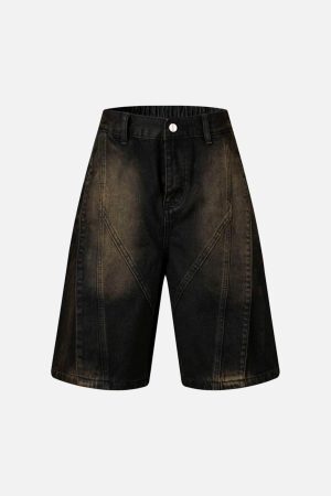 Concert Outfit Washed Distressed Deconstructed Split Denim Shorts