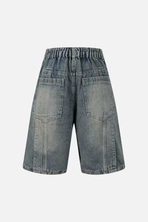 Concert Outfit Washed Distressed Deconstructed Split Denim Shorts