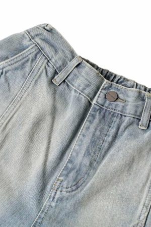 Concert Outfit Washed Distressed Deconstructed Split Denim Shorts