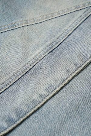 Concert Outfit Washed Distressed Deconstructed Split Denim Shorts