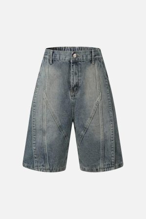 Concert Outfit Washed Distressed Deconstructed Split Denim Shorts