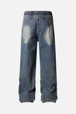 Concert Outfit Washed Distressed Deconstructed Split Drawstring Jeans