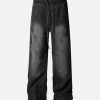 Concert Outfit Washed Distressed Deconstructed Split Drawstring Jeans