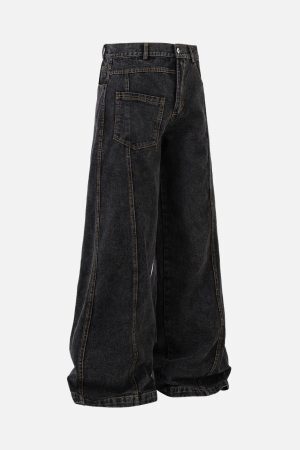 Concert Outfit Washed Distressed Deconstructed Split Jeans