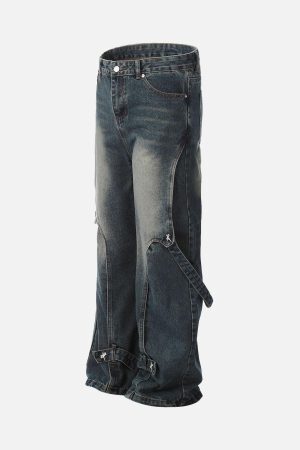 Concert Outfit Washed Distressed Deconstructed Split Work Jeans
