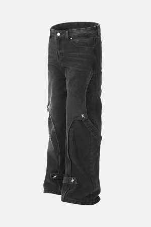 Concert Outfit Washed Distressed Deconstructed Split Work Jeans