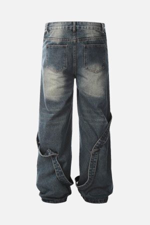 Concert Outfit Washed Distressed Deconstructed Split Work Jeans
