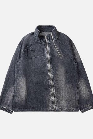Concert Outfit Washed Distressed Denim Jacket