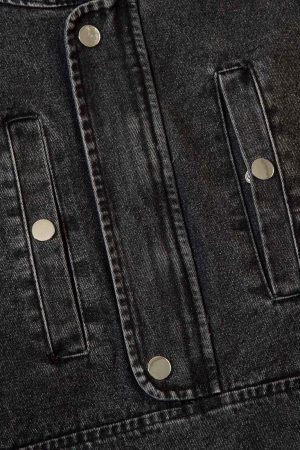 Concert Outfit Washed Distressed Denim Zip-Up Hoodie