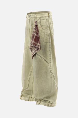 Concert Outfit Washed Distressed Detachable Scarf Barrel Jeans