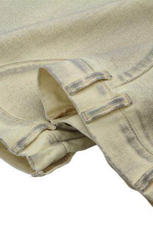 Concert Outfit Washed Distressed Detachable Scarf Barrel Jeans