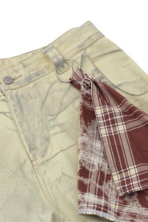 Concert Outfit Washed Distressed Detachable Scarf Barrel Jeans