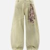 Concert Outfit Washed Distressed Detachable Scarf Barrel Jeans