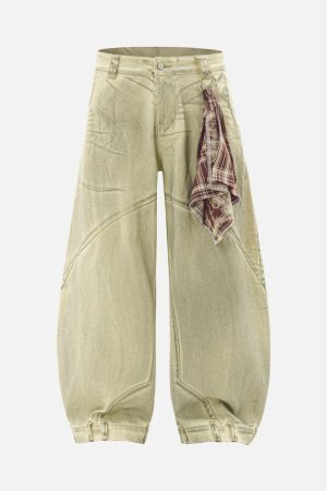 Concert Outfit Washed Distressed Detachable Scarf Barrel Jeans