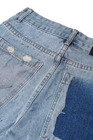 Concert Outfit Washed Distressed Dirty-Dyed Ripped Denim Shorts
