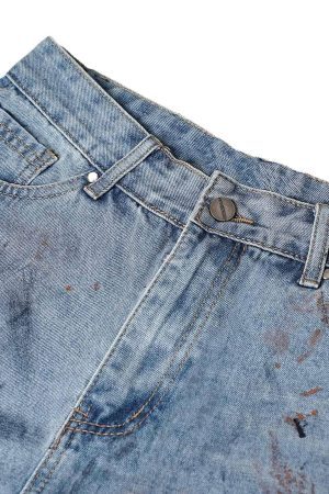Concert Outfit Washed Distressed Dirty-Dyed Ripped Denim Shorts