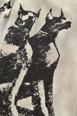 Concert Outfit Washed Distressed Doberman Graffiti Sweatpants