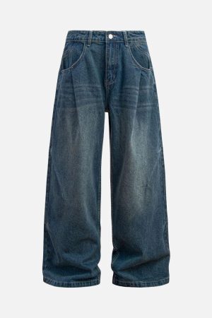 Concert Outfit Washed Distressed Double Pleat Jeans