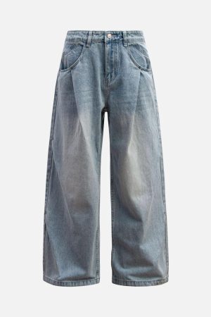 Concert Outfit Washed Distressed Double Pleat Jeans