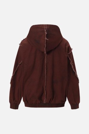 Concert Outfit Washed Distressed Fur Hooded Jacket