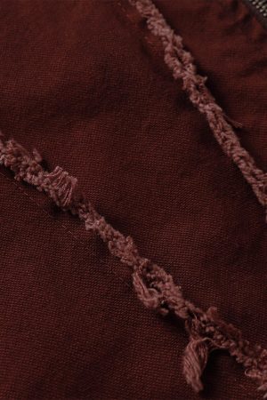 Concert Outfit Washed Distressed Fur Hooded Jacket