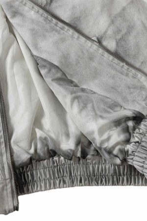 Concert Outfit Washed Distressed Fur Hooded Jacket