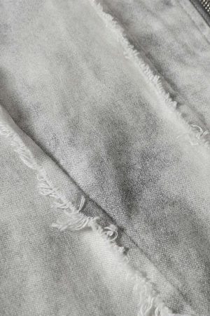 Concert Outfit Washed Distressed Fur Hooded Jacket