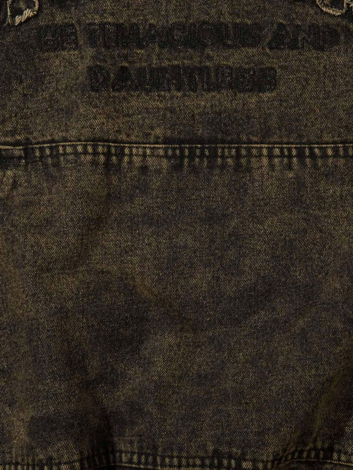 Concert Outfit Washed Distressed Letter Embroidered Denim Hoodie Concert Outfit Washed Distressed Letter Embroidered Denim Hoodie