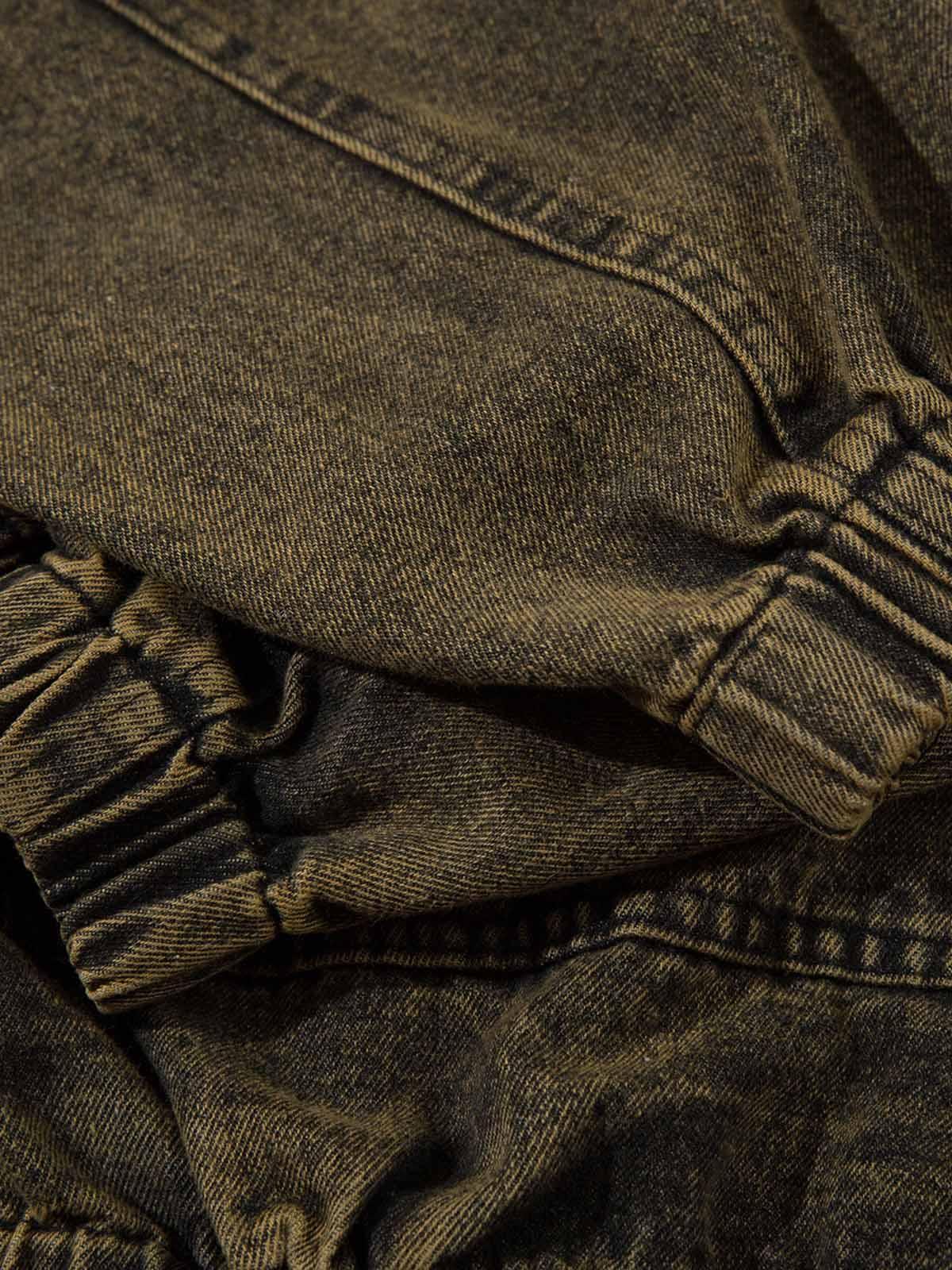 Concert Outfit Washed Distressed Letter Embroidered Denim Hoodie Concert Outfit Washed Distressed Letter Embroidered Denim Hoodie