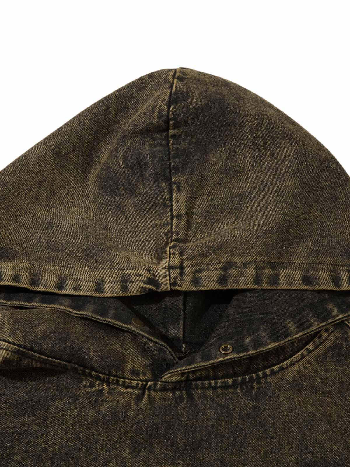 Concert Outfit Washed Distressed Letter Embroidered Denim Hoodie Concert Outfit Washed Distressed Letter Embroidered Denim Hoodie