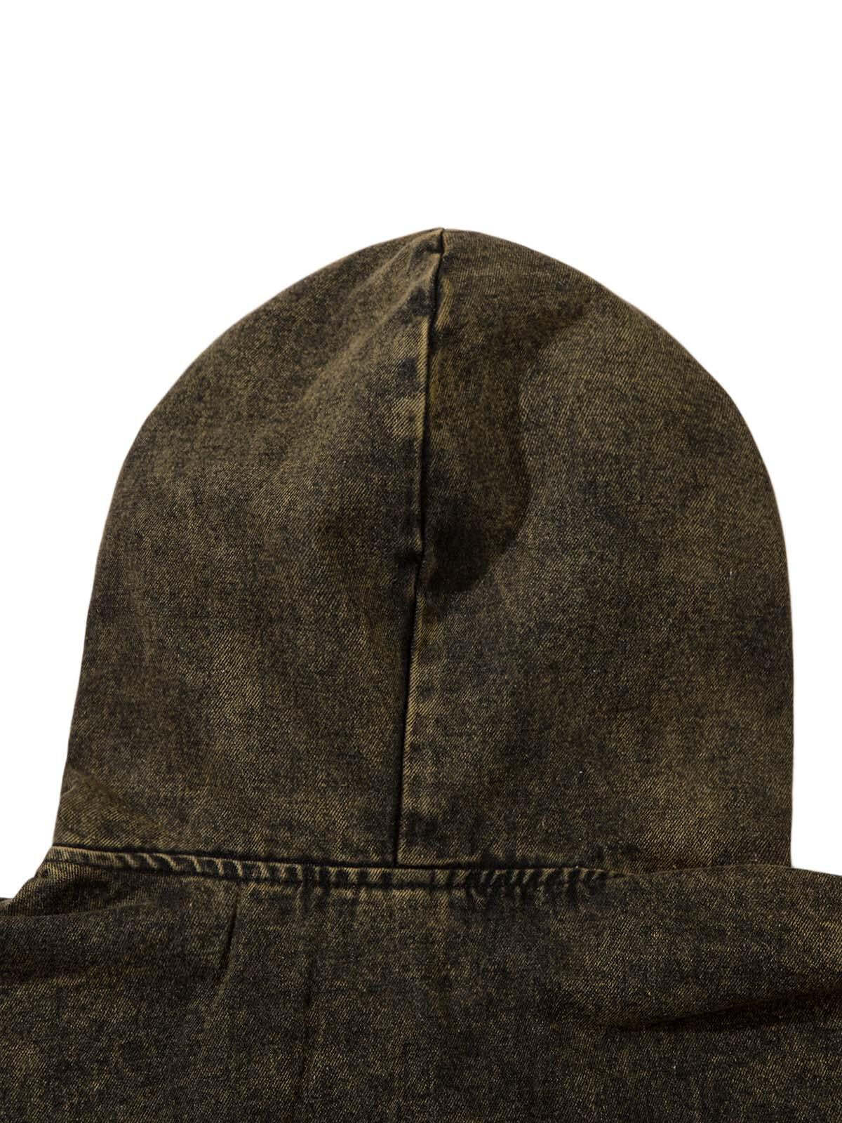 Concert Outfit Washed Distressed Letter Embroidered Denim Hoodie Concert Outfit Washed Distressed Letter Embroidered Denim Hoodie