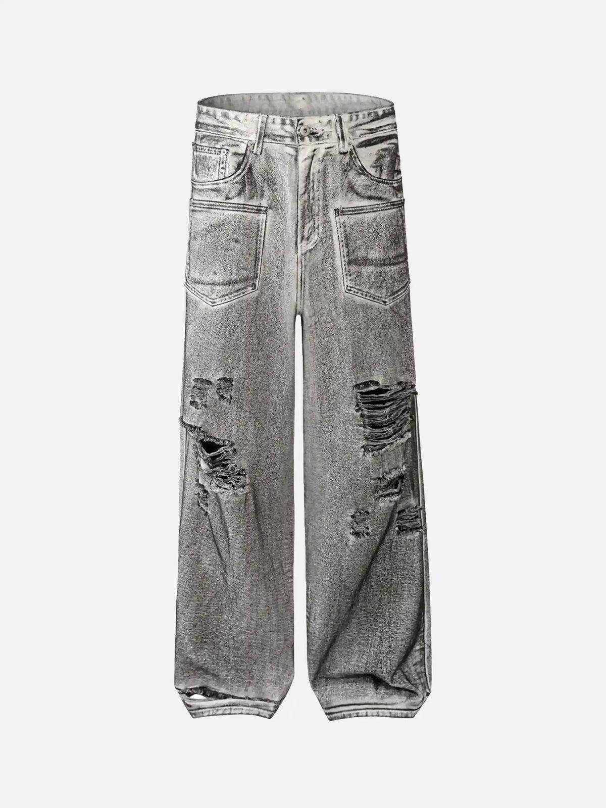 Concert Outfit Washed Distressed Multi-Pocket Ripped Jeans Concert Outfit Washed Distressed Multi-Pocket Ripped Jeans