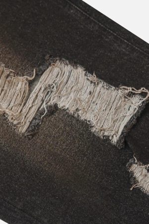 Concert Outfit Washed Distressed Multi-Pocket Ripped Jeans