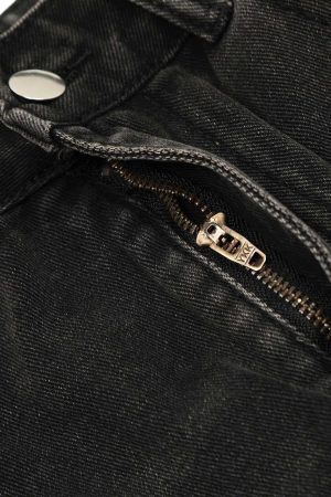 Concert Outfit Washed Distressed Multi-Pocket Straight Cargo Jeans