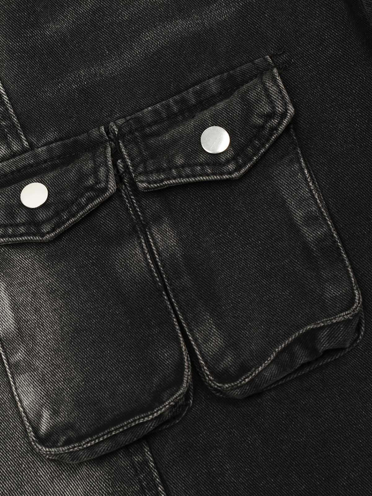 Concert Outfit Washed Distressed Multi-Pocket Straight Cargo Jeans Concert Outfit Washed Distressed Multi-Pocket Straight Cargo Jeans