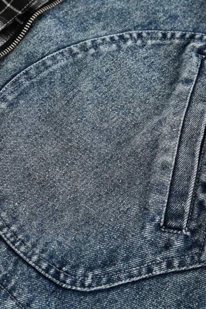 Concert Outfit Washed Distressed Patchwork Faux Two-Piece Denim Jacket