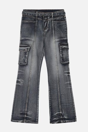 Concert Outfit Washed Distressed Patchwork Jeans